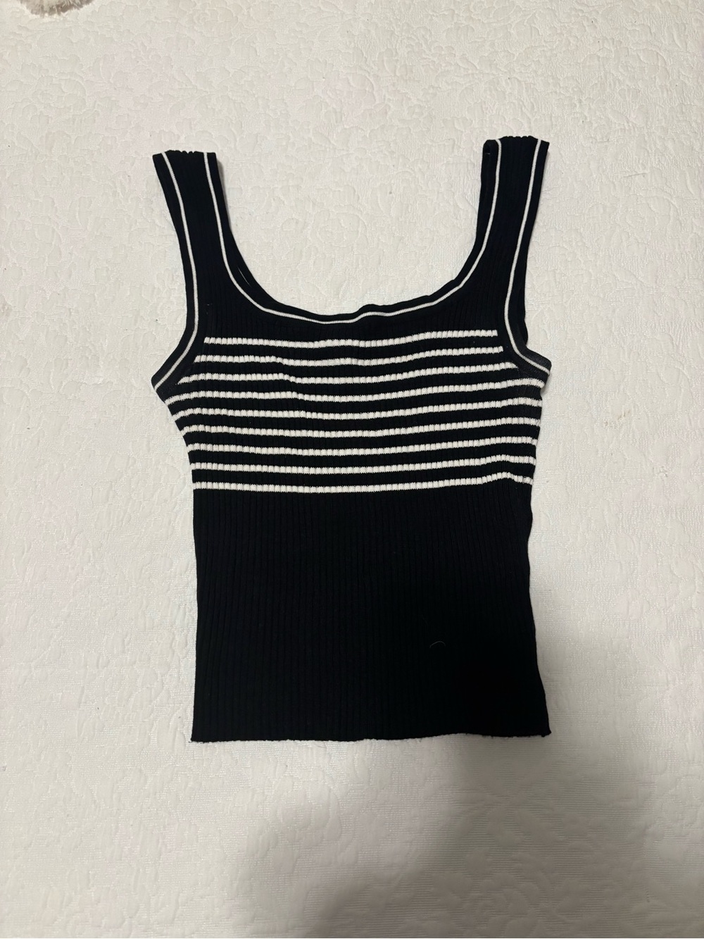 H&M Black and White Striped Ribbed Tank